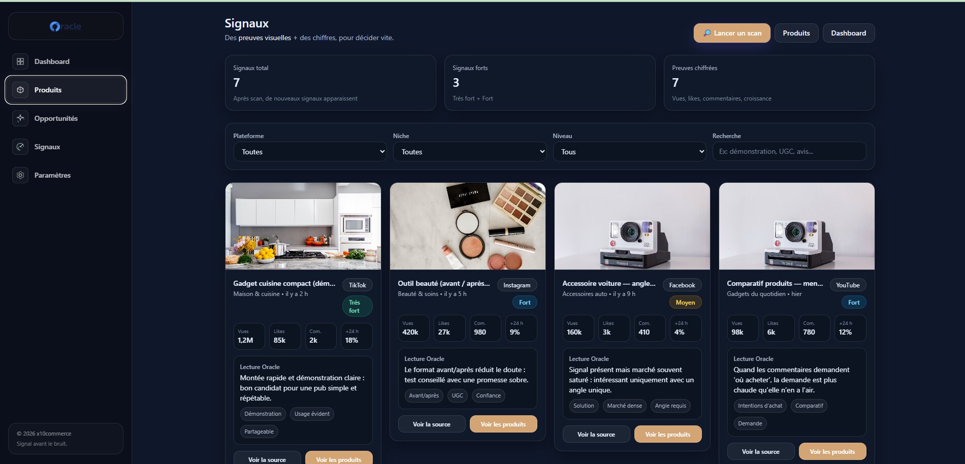 Interface d'Oracle X10, intelligence prédictive e-commerce